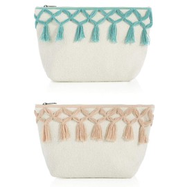 Shiraleah Arabella Zip Pouch, Turquoise and Blush, Set of 2