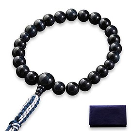 Fighters 仏壇 is, Wrinkle Buddha Mala Bead Woven Cord Tassels 青虎 Eye Stone (for Men) 浄土真宗 本願寺 [Hawk] [Mala Bag Set] M – 075 Kyoto 念珠