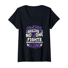 Womens No One Fights- Hidradenitis Suppurativa Awareness Supporter V-Neck T-Shirt