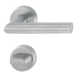 Amsterdam Handle Set on Rosette, Toilet, 40 - 45, Matt Stainless Steel
