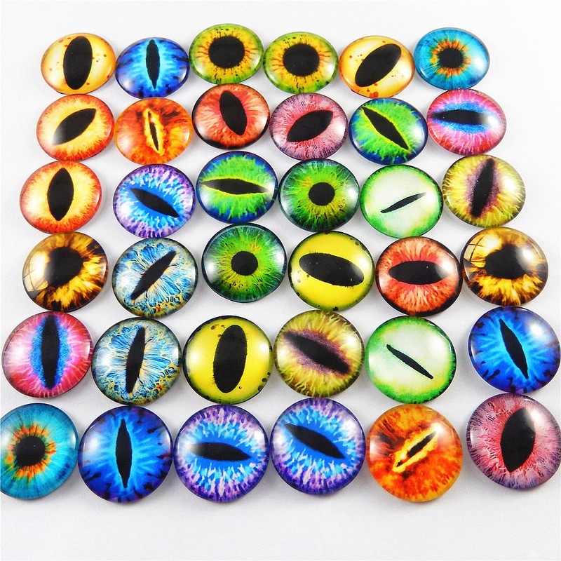 Julie Wang Drachenaugen Cabochons aus Glas rund sortierte Größen 20