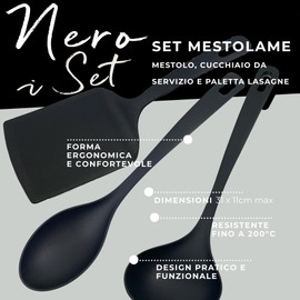 Fackelmann Set 3 Mestoli Cucina in Nylon Antigraffio, Utensili Antiaderente: Mestolo, Cucchiaio da Servizio, Paletta Lasagne - Resistenti al Calore 200°C, Lavabili in Lavastoviglie e Leggeri