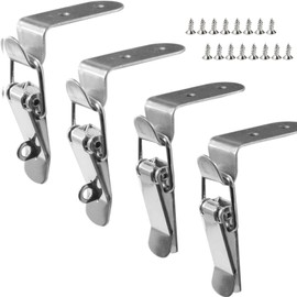 Vokowin 90 Degree Buckle Hook Lock Bolt Fitting Screw, Stainless Steel Safety Angle Locking Latch, Hasp Latch Lock Bolt for Doors and Windows (2PC Without Lock, 2PC with Lock Bolt) (K314-4)