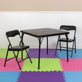 Flash Furniture Mindy Kids 3-Piece Folding Table and Chairs Set for Daycare and Classrooms, Children's Activity Table and Chairs Set, Black