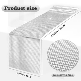 108 x 12 Inches Glitter Disco Table Runner Decorations - Polyester Sequin Retro 70s 80s Theme Table Runner for Bachelorette Birthday Wedding, Rectangle Table Cloth for Home Fireplace Party Decor