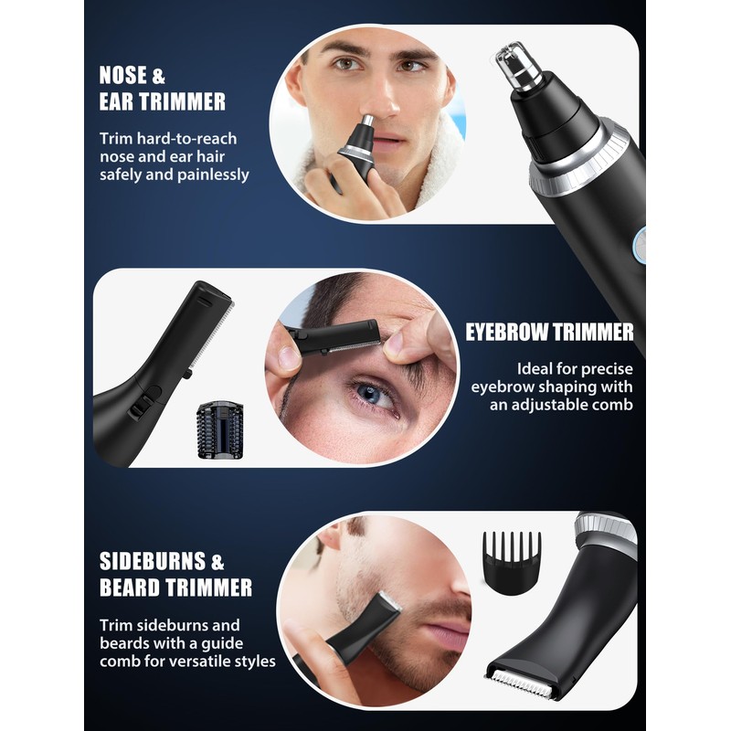 FONCOOD 3-in-1 Nose and Ear Trimmer for Men & Women