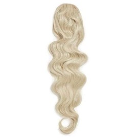 Glam Express Synthetic Wavy Ponytail Extension | 22 inch Long | Heat Safe | Wrap Around Claw Clip Hair Extension | Platinum Blonde (1001)