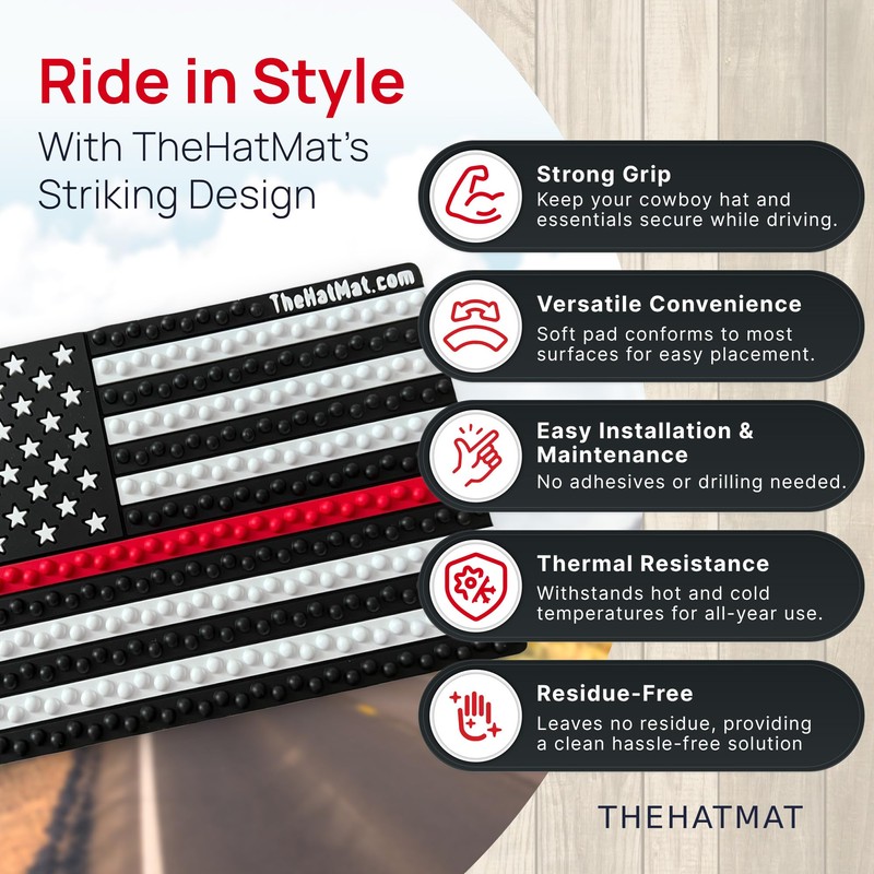 TheHatMat Dashboard Hat Mat Holder - Extra-Large Cowboy Hat Holder