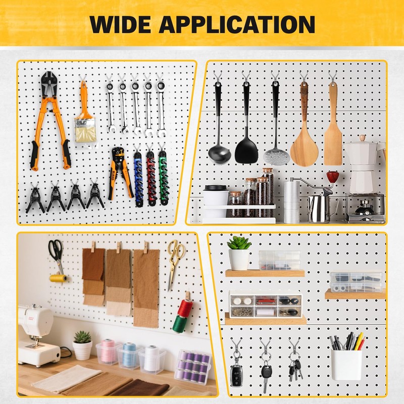 ELEAD 45-Piece Pegboard Hooks J-Hook, Silver J Hooks for Pegboard,