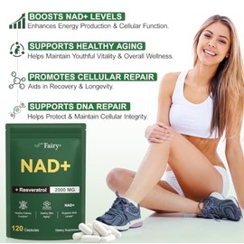 Suplemento NAD, extra fuerte N-AD alternativo liposomal, Boost N-AD y resveratrol + para mujeres y hombres, energía antienvejecimiento, regeneración c