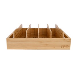 Cigarol Natural Bamboo Multipurpose Organizer Tray, 5 Adjustable Dividers, Durable Storage for Kitchen, Office & More