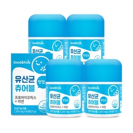 Good & Kids Gut Health Delicious Probiotic Chewable Probiotics Zinc 60 Tablets 4 Boxes (8-Month Supply) Children's Nutritional Supplement / 굿앤키즈 장건강 맛있는 유산균 츄어블 프로바이오틱스 아연 60정 4박스 (8개월분) 어린이 영양제