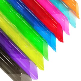 XHT 9 Pcs Transparent PVC Vinyl, Tinted Color Clear Jelly Faux Leather for Crafts 21cmx30cm