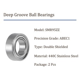 Kozelo ABEC1 Deep Groove Ball Bearings – [5 mm x 9 mm x 3 mm] 440C Stainless Steel Balls for Engines Machine Device Gear Bearing Use Double Shielding Pack of 2