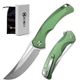 LONSDOW  Outdoor Knives Self-Defense 14C28N Folding Aluminum Alloy Handle Camping Hunting Survival Pocket Knivescolor: Green FK-092-4, blade length: 8.5 cm, blade width: 2.8 cm, type: Folding Blade Knife