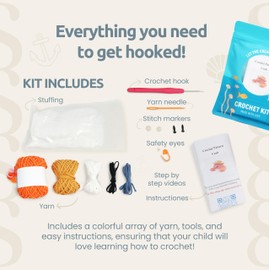 Crochet kit for beginners - Learn to Crocheting with Crab Crochet Kit for Kids and Adults - Beginner Crochet Knitting Supplies and Accessories Kit with manual and Step - by Step Video Tutorial