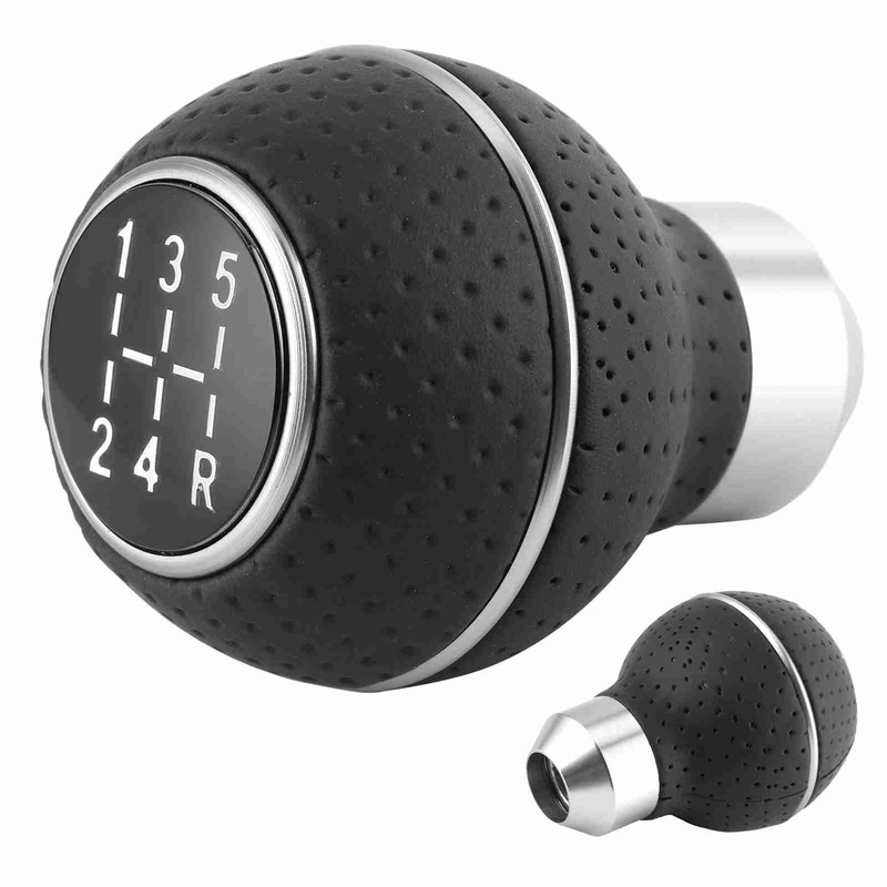 5 Speed Gear Shift Knob Stick Aluminium Alloy and Leather