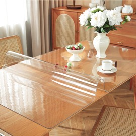 Clear Table Protector 36 x 72 Inch, 1.5mm Thick Plastic Table Cover, Waterproof PVC Clear Table Cover Protector, Desk Protector Mat, Writing Desk Pad for Desktop, Coffee & Dining Room Table