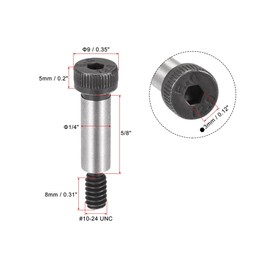 uxcell Alloy Steel Hexagon Socket Head Shoulder Screws Bolts, 5/8" Shoulder Length, 1/4" Shoulder Dia, #10-24 Thread, 10pcs