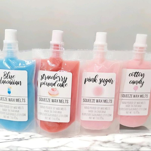 3 ounce Squeeze wax melts, squeezable wax melts, Sqeeze Wax,
