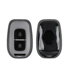 kwmobile Key Cover Compatible with Renault Dacia 2 Button Remote Control Car Key - Soft TPU Car Key Fob Protector Case - Black Matte/Black