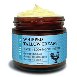 Pollo Gold Handmade Whipped Chicken Tallow Cream – Organic Face and Body Cream infused Olive Oil and Essential Oils for Extremely Dry Skin 2.0 oz (Vanilla Bean)