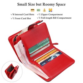 Bakurok Wallet Women Small Leather RFID Blocking Bifold Ladies Wallets Compact Credit Card Holder Zip Around Coin Pocket