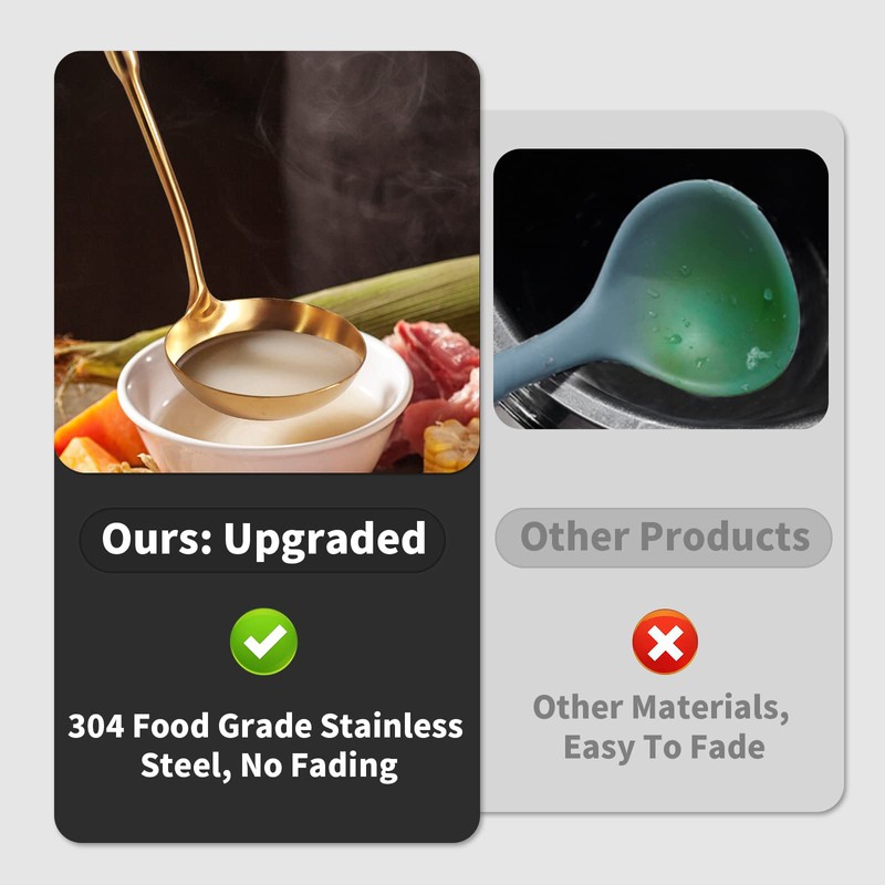 Newness Soup Ladle, [Rustproof, Heat Resistance, Integral Forming] Durable 304