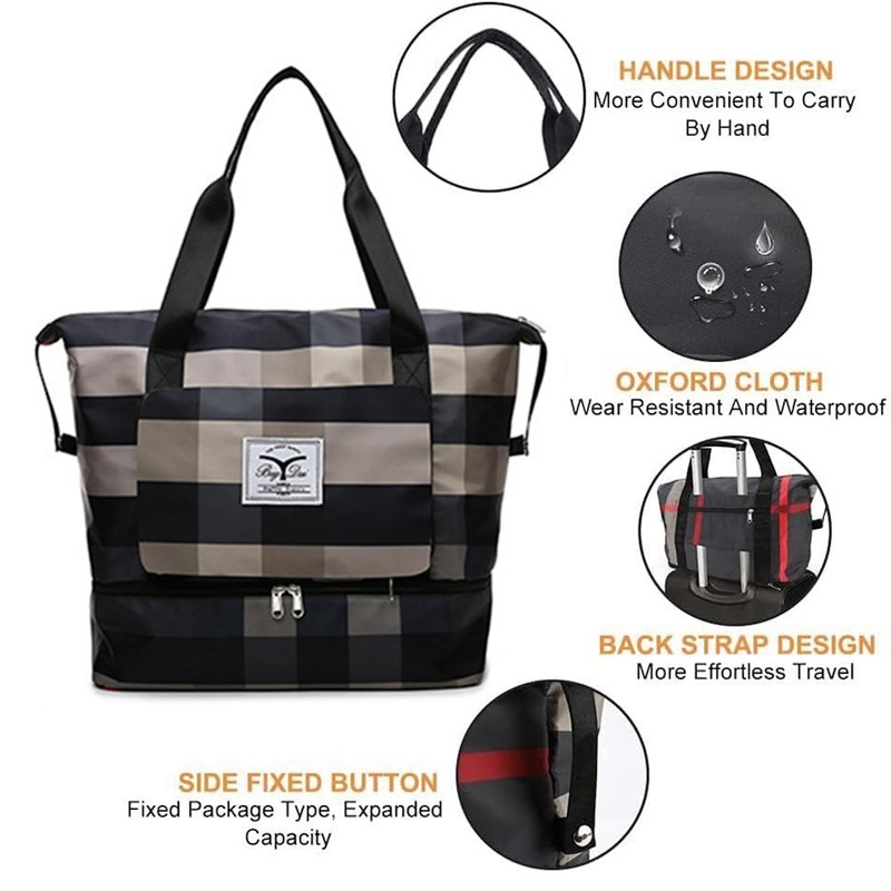 Foldable Dry/Wet Separation Travel Bag,Large Capacity Folding Travel Bag,Unisex Portable