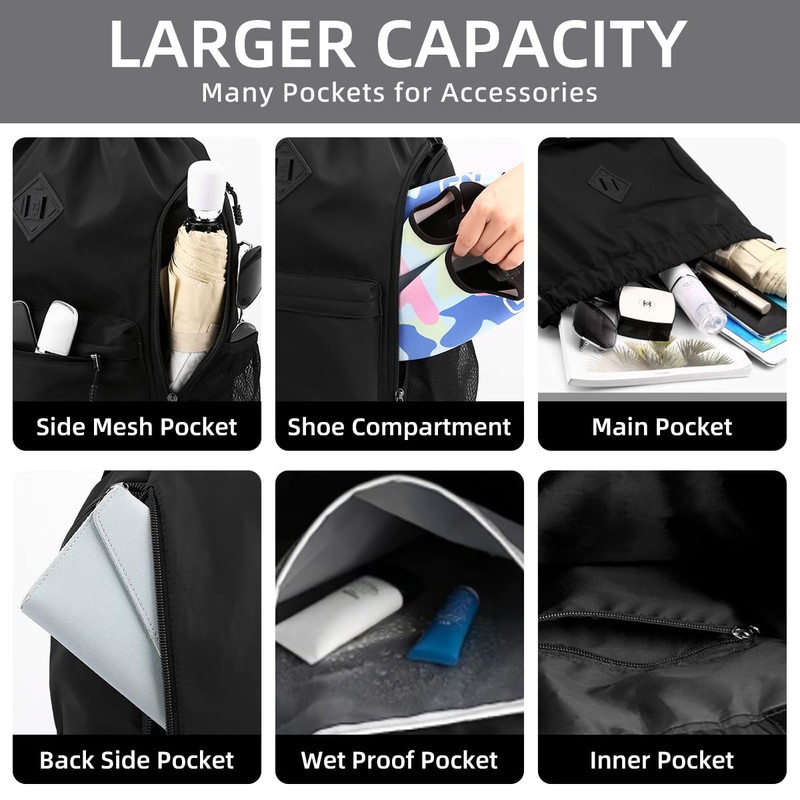 Valleycomfy Waterproof Drawstring Gym Backpack Bag for Men & Women,Sports