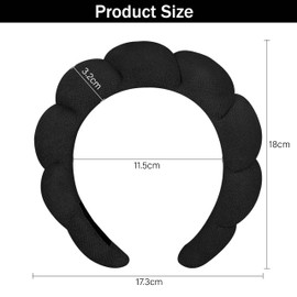 KWQINX Spa face wash headband and wristband set, headband for washing face, soft skincare headbands, hair and wrist band for washing face, bubble soft women's skin care headband (black)