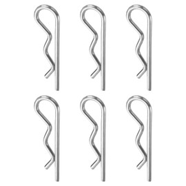 QUARKZMAN Pack of 6 Tow Bar Pin Clips, 5 mm x 100 mm R Clips 304 Stainless Steel Retention Wire Hair Pins Cotter Pins Assortment Kit Clips for Trailer Mower Trolley Truck Pin Clip, Silver