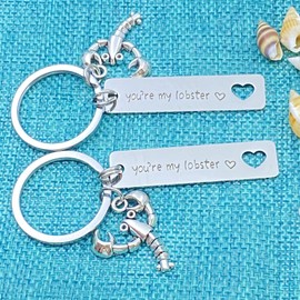 2 pcs Couples Keychain Gift You're My Lobster Key chain for Husband Wife Boyfriend Girlfriend Best Friend Jewelry Anniversary Valentine’s Birthday Gift for Man Woman Keyring Him Her Wedding Gift