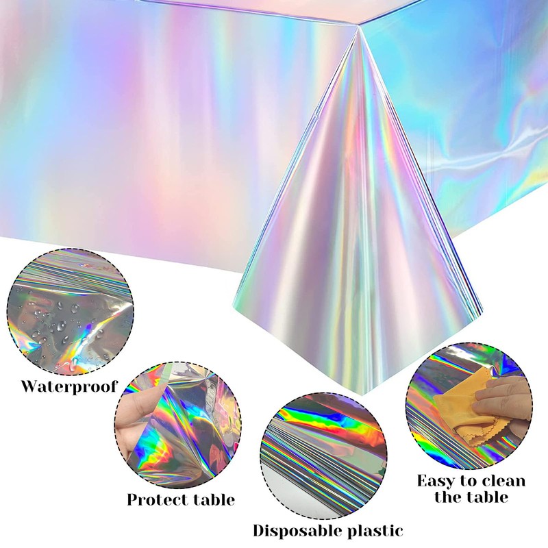 Wensdr 12 Packs Large Iridescent Tablecloths 54x108 inches Shiny Table