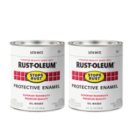 Rust-Oleum 7791502-2PK Stops Rust Brush On Paint, Quart, Satin White, (Pack of 2)