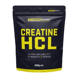 CREATINE HCL 200g - (Ultra Pure) Strength - Power - Muscle - Brain - Easily Dissolved - 200 Serves by Cyborg Sport