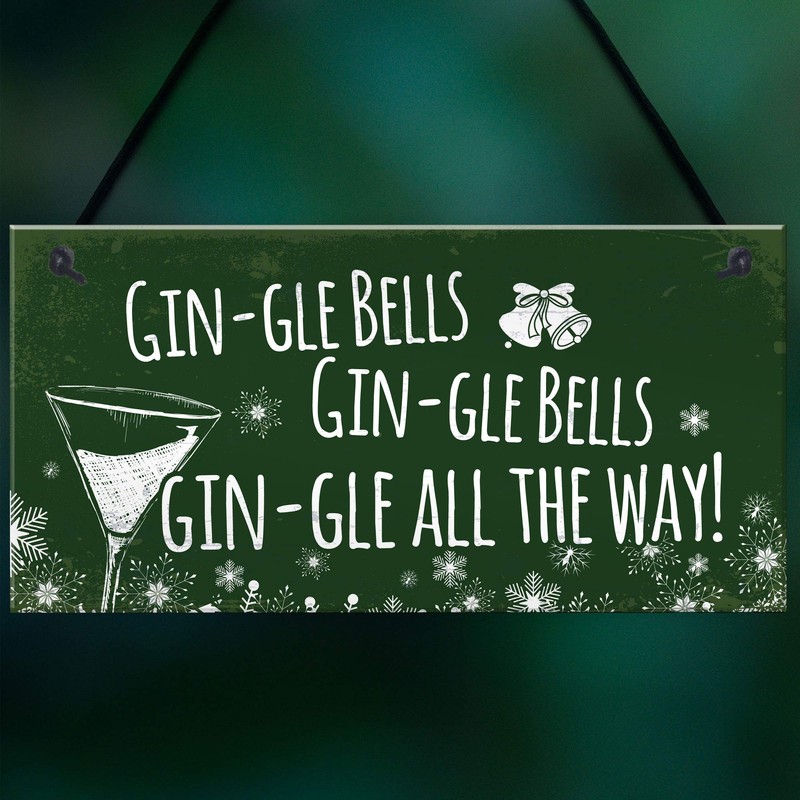 RED OCEAN Funny Gin Sign Hanging Plaque Christmas Decoration Xmas