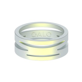 QALO Women's Rubber Silicone Ring, Holographics Zaha Silicone Rubber Wedding Band, Breathable, Durable Engagement Silicone Ring, 9mm wide, 2mm thick, White, Size 6