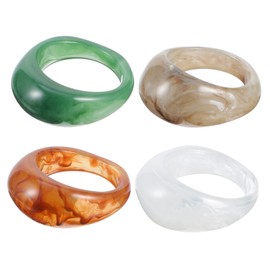 COLLBATH Stylish Resin Ring Pack 4pcs Fashionable Finger Jewelry Chic Accessory for Women