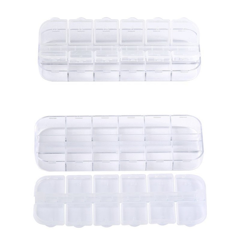 6 Pieces Nail Art Tool Jewelry Storage Box, 12 Compartments