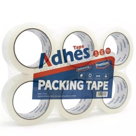 ADHES Heavy Duty Packing Tape, 6 Rolls, 1.88 Inch x 55 Yards, 2.7 mil Clear Ship