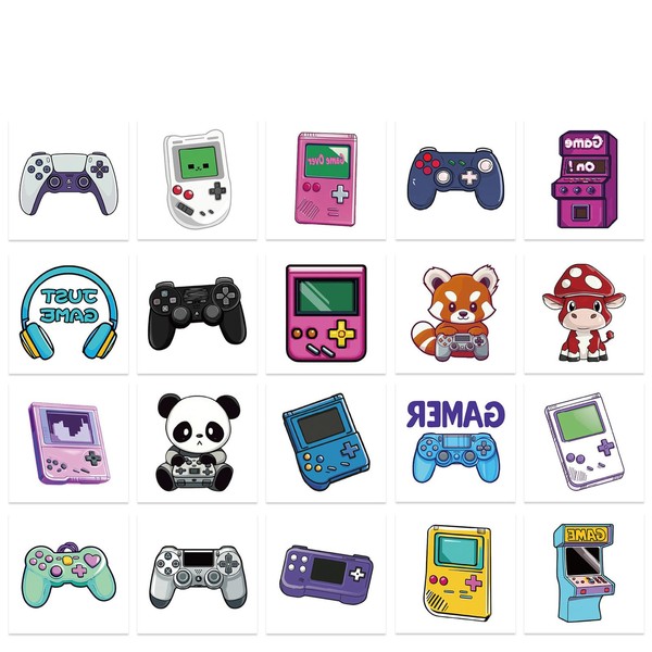 Cartoon Game Console Temporary Tattoos Transparent Transfer Stickers 20 Sheets