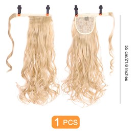 Traziewell Hair Extensions & Wigs Long Curly Wavy Ponytail Extension Wavy Synthetic Hairpieces Pear Roll Hair Pieces Pony Tail for Women, 0526