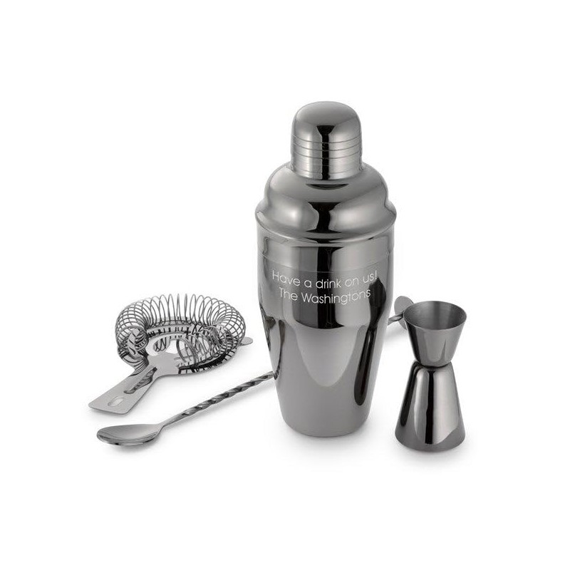 THINGS REMEMBERED Engraved Entertaining Gunmetal Shaker Set (Free Customization)