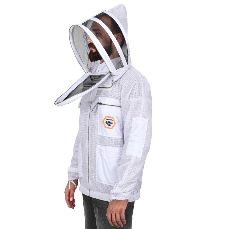Bee Proof Beekeeping Jacket with Veil 3-Layer Ultra Ventilated Veil