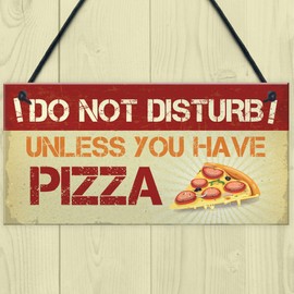 RED OCEAN Do Not Disturb Pizza Funny Man Cave Sign Novelty Bedroom Door Sign Birthday Gift For Brother Sister Daughter Son