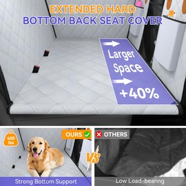 Pawaboo Back Seat Extender for Dogs, Dog Car Seat Cover for Back Seat Bearing Up to 400lbs, Waterproof Hard Bottom Dog Hammock for Car, Foldable Car Bed Extender Dog Backseat Cover for Truck SUV, Grey