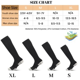 Ultrafun 4 Pairs Soccer Socks Cushioned Knee High Team Sports Football Socks for Men Youth Kids, Black+white, L