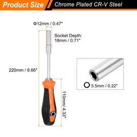 sourcing map 1/4" Metric Nut Drivers 5.5mm CR-V Steel Hex Nut Driver Screwdriver with Anti-Slip Handle for Tightening and Loosening Fasteners
