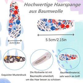 KAQILE Pack of 20 (10 Pairs) Hair Clips Girls, Girls Hair Accessories, Non-Slip, Wrapped Snap Hair Pins for Children, Hair Clips with Floral Pattern Hair Clips (20 Pieces (10 Pairs)-A)